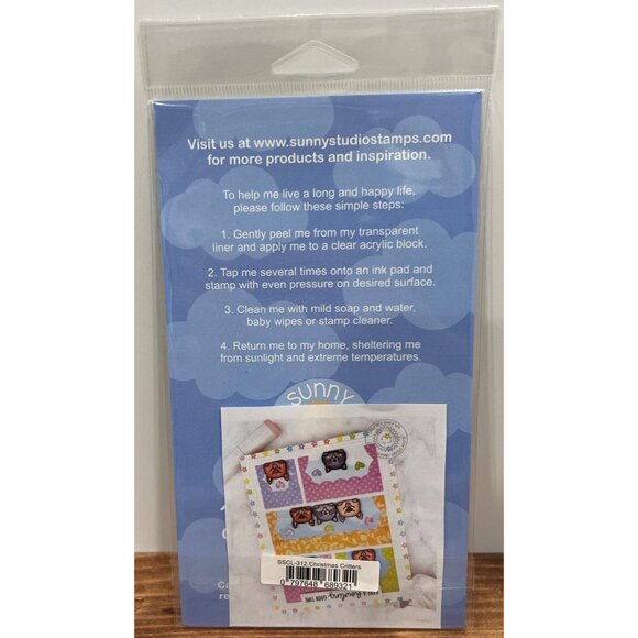 Sunny Studio Christmas Critters Clear Stamp Set SSCL-312 Cats Wreath Stocking - Picture 2 of 3